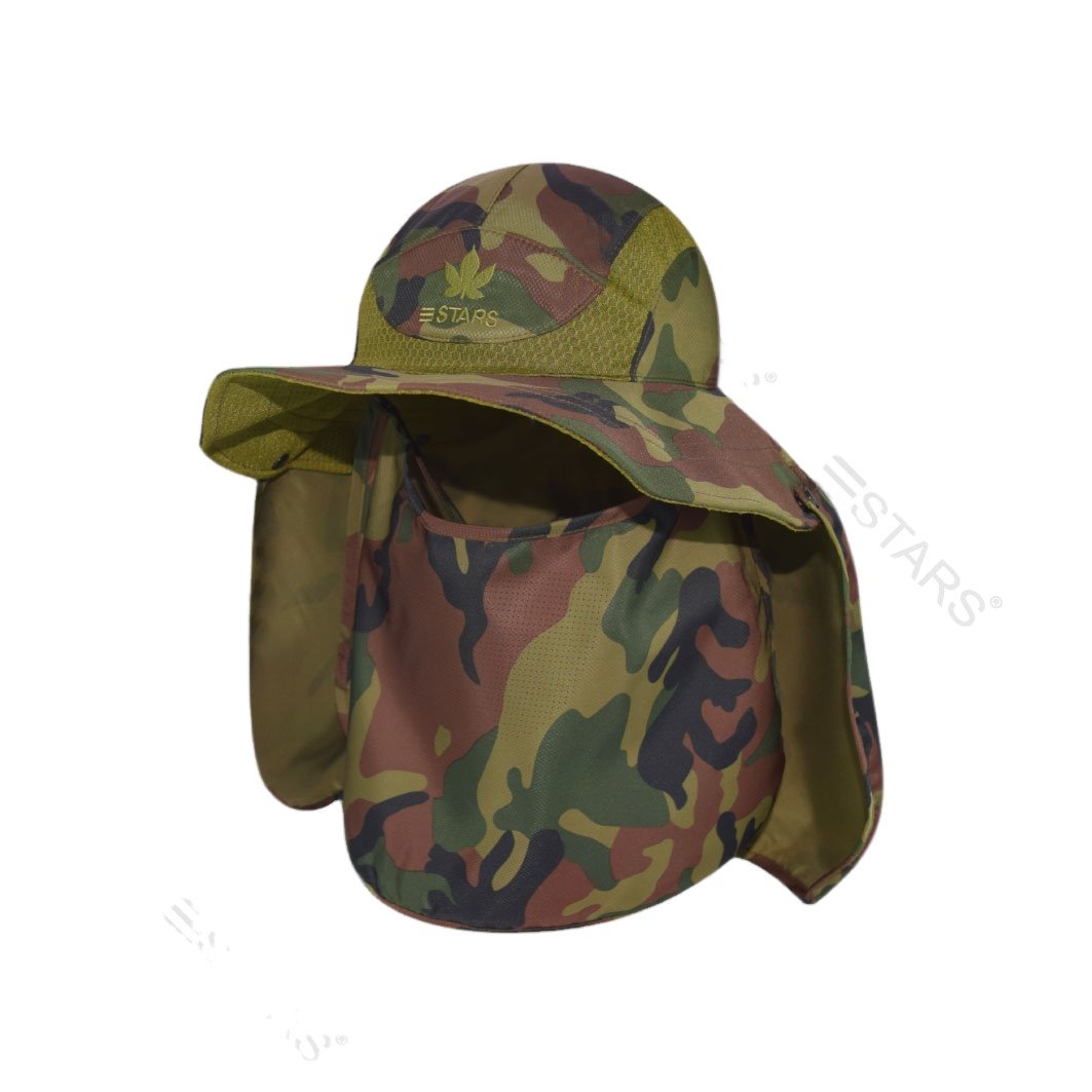 Outdoor Hunting Camping Climbing Camouflage Hat Adjustable Chin Sun UV Protection Hat With Detachable Neck Flap and Face Cover